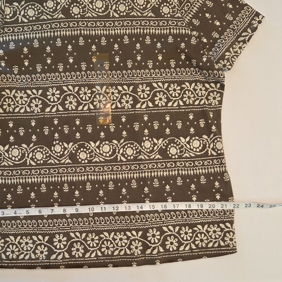 NWT North Crest Women’s Plus 1X Short Sleeve Tee Ivy Green & Cream Floral Print - Picture 5 of 8